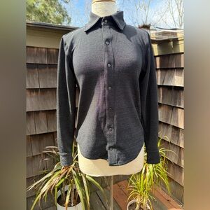 Vintage Todd Oldham jersey blouse black with silver metallic threads Sz S.